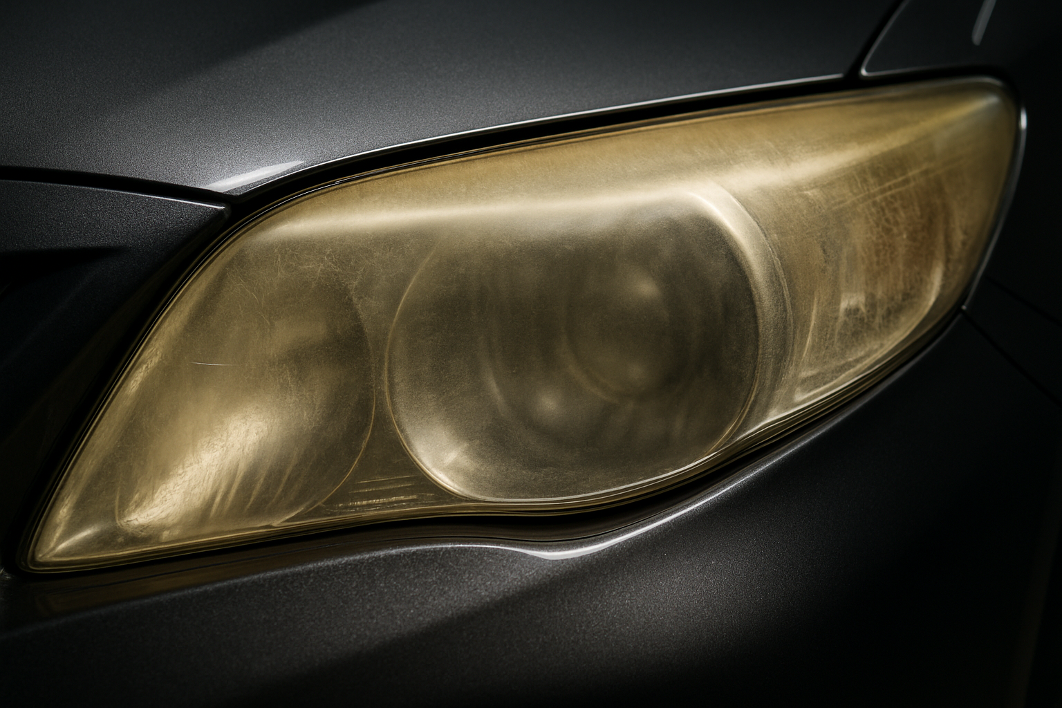 Before: Toyota Corolla Grande headlight in macro