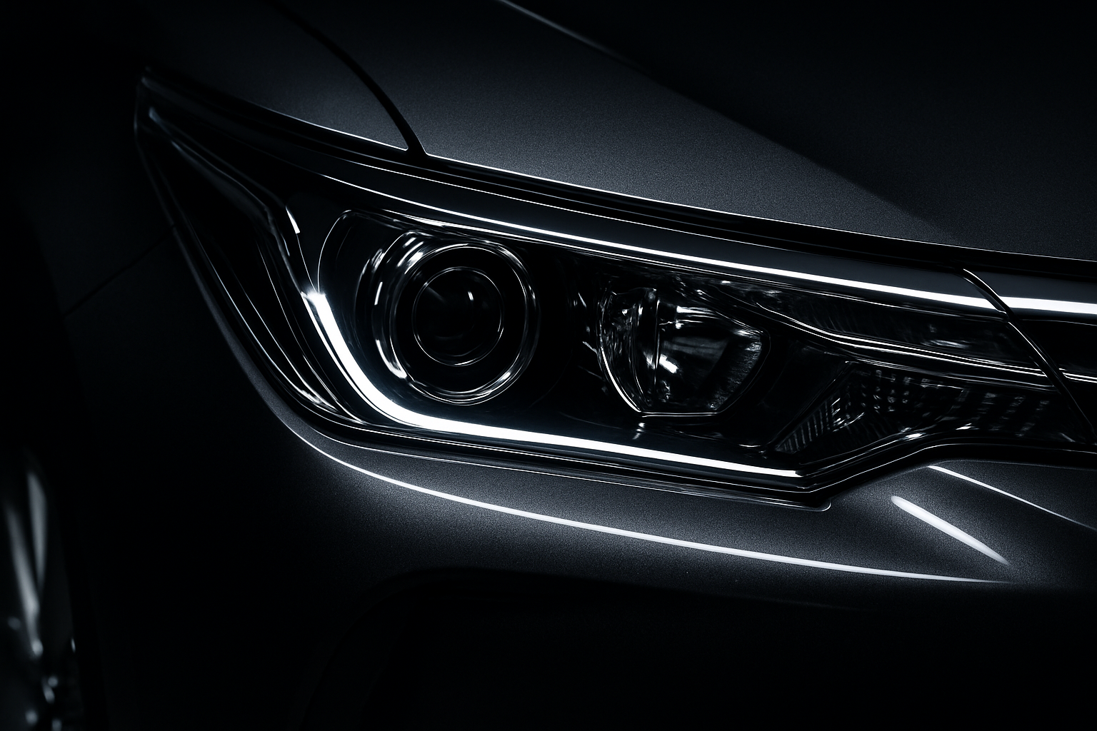After: The same Toyota Corolla Grande headlight after restoration and UV sealing